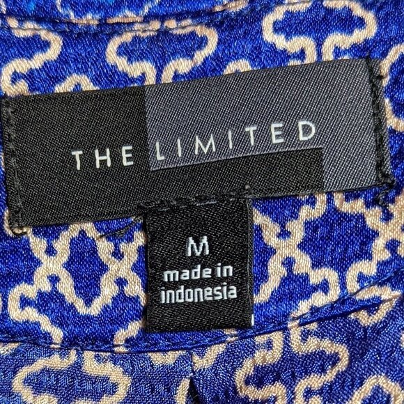 THE LIMITED Patterned Ombre' Sleeveless V-Neck Blouse Blue and Gold Size Medium - Picture 3 of 11